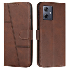 For Motorola Moto G54 Stitching Calf Texture Buckle Leather Phone Case(Brown) For Motorola Moto G54 Stitching Calf Texture Buckle Leather Phone Case(Brown)