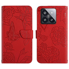 For Xiaomi 14 Pro Skin Feel Butterfly Embossed Flip Leather Phone Case(Red) For Xiaomi 14 Pro Skin Feel Butterfly Embossed Flip Leather Phone Case(Red)