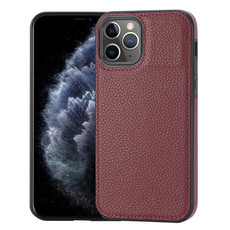 For iPhone 11 Pro Max Litchi Pattern Stitched Side-mounted Phone Case(Dark Red)