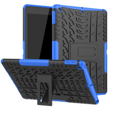 For iPad 10.2 Tire Texture TPU + PC Shockproof Case with Holder(Blue)