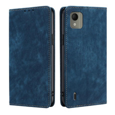 For Nokia C110 4G RFID Anti-theft Brush Magnetic Leather Phone Case(Blue)