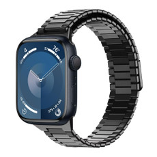 For Apple Watch Series 9 41mm Bamboo Magnetic Stainless Steel Metal Watch Strap(Black)