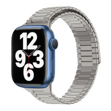 For Apple Watch Series 7 45mm Bamboo Magnetic Stainless Steel Metal Watch Strap(Titanium Color)