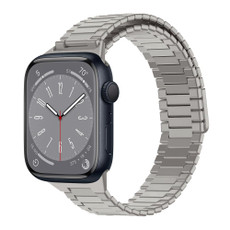 For Apple Watch Series 8 41mm Bamboo Magnetic Stainless Steel Metal Watch Strap(Titanium Color)