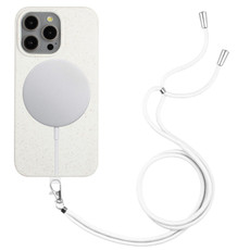 For iPhone 11 Pro Max Wheat MagSafe Magnetic Straw Material + TPU Phone Case with Lanyard(White) For iPhone 11 Pro Max Wheat MagSafe Magnetic Straw Material + TPU Phone Case with Lanyard(White)