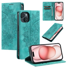 For iPhone 15 Plus Totem Embossed Magnetic Leather Phone Case(Green)