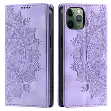 For iPhone 11 Pro Totem Embossed Magnetic Leather Phone Case(Purple)