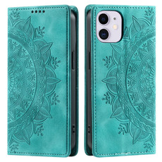 For iPhone 12 mini Totem Embossed Magnetic Leather Phone Case(Green)