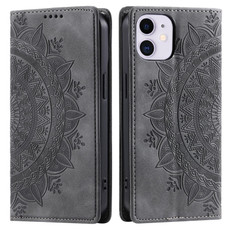 For iPhone 11 Totem Embossed Magnetic Leather Phone Case(Grey)