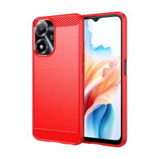 For OPPO A2M 5G Carbon Fiber Brushed Texture TPU Case(Red)