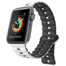For Apple Watch 42mm Reverse Buckle Two Color Magnetic Silicone Watch Band(White+Black) For Apple Watch 42mm Reverse Buckle Two Color Magnetic Silicone Watch Band(White+Black)