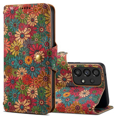 For Samsung Galaxy A52 Denior Flower Language Series Cork Fabric Oil Edge Leather Phone Case(Spring)