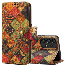 For Samsung Galaxy A52 Denior Flower Language Series Cork Fabric Oil Edge Leather Phone Case(Autumn)