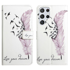 For Samsung Galaxy S24 Ultra 5G Oil Embossed 3D Drawing Leather Phone Case(Feather)