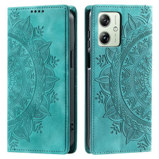 For Motorola Moto G54 Totem Embossed Magnetic Leather Phone Case(Green)