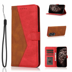 For OPPO A78 Dual-color Stitching Leather Phone Case(Brown Red)