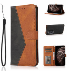 For OPPO A58 Dual-color Stitching Leather Phone Case(Black Brown)