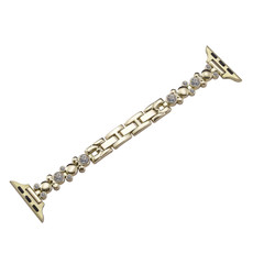 For Apple Watch Series 8 45mm Metal Diamond Bear Chain Watch Band(Gold)