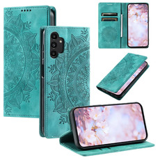 For Samsung Galaxy A32 4G Totem Embossed Magnetic Leather Phone Case(Green)