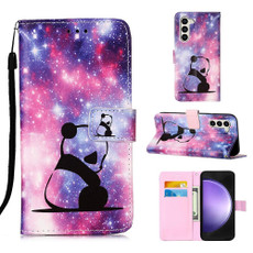 For Samsung Galaxy S24 5G Colored Drawing Pattern Plain Weave Leather Phone Case(Baby Panda)