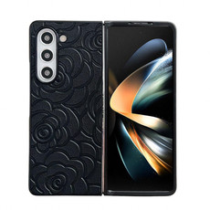 For Samsung Galaxy Z Fold4 Impression Flower Pattern Protective Phone Case(Black)