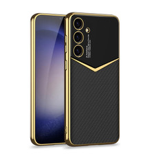 For Samsung Galaxy S24+ 5G GKK Plating Soft TPU + Leather Full Coverage Phone Case without Pen(Carbon Fibre)