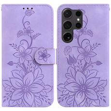 For Samsung Galaxy S24 Ultra 5G Lily Embossed Leather Phone Case(Purple) For Samsung Galaxy S24 Ultra 5G Lily Embossed Leather Phone Case(Purple)