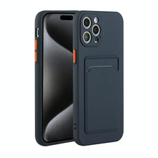 For iPhone 15 Pro Card Slot Design Shockproof TPU Phone Case(Dark Blue)