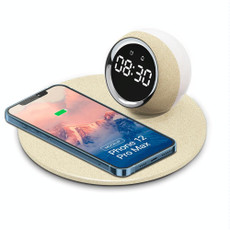 K22T 15W Multifunctional Rotatable Clock Night Light Wireless Fast Charger, Color: Wheat-color