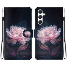 For Samsung Galaxy S24 5G Crystal Texture Colored Drawing Leather Phone Case(Purple Peony)