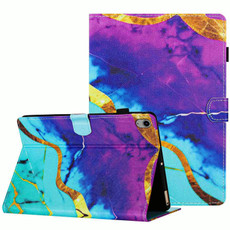 For iPad 10th Gen 10.9 2022 Marble Pattern Stitching Smart Leather Tablet Case(Purple Blue)