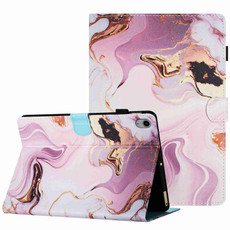 For iPad mini 6 Marble Pattern Stitching Smart Leather Tablet Case(Gold Pink)