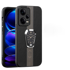 For Redmi Note 12 Pro 5G Global Magnetic Litchi Leather Back Phone Case with Holder(Black) For Redmi Note 12 Pro 5G Global Magnetic Litchi Leather Back Phone Case with Holder(Black)
