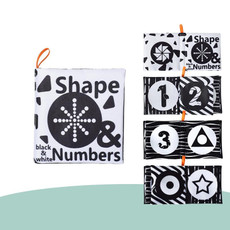 Baby Cloth Book Tear-proof Rustle Sound Quiet Books For Kids, Style: Black and White Shape 
