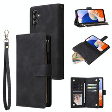 For Samsung Galaxy A15 5G Multifunctional Frosted Zipper Wallet Leather Phone Case(Black)