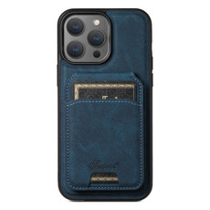 For iPhone 12 Pro Max Suteni H16 Litchi Texture Leather Detachable Wallet Back Phone Case(Blue)