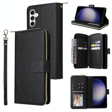 For Samsung Galaxy S23 FE 5G 9 Card Slots Zipper Wallet Bag Leather Phone Case(Black) For Samsung Galaxy S23 FE 5G 9 Card Slots Zipper Wallet Bag Leather Phone Case(Black)