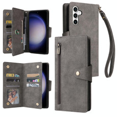 For Samsung Galaxy S23 FE 5G Rivet Buckle 9 Cards Three Fold Leather Phone Case(Grey) For Samsung Galaxy S23 FE 5G Rivet Buckle 9 Cards Three Fold Leather Phone Case(Grey)