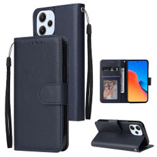 For Xiaomi Redmi 12 4G/5G/Note 12R Multifunctional Horizontal Flip Leather Phone Case with Three Card Slot(Blue)