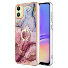 For Samsung Galaxy A05 Electroplating Marble Dual-side IMD Phone Case with Ring(Rose Red 014)