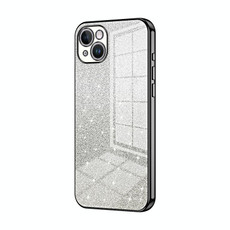 For iPhone 14 Plus Gradient Glitter Powder Electroplated Phone Case(Black)