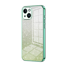 For iPhone 14 Gradient Glitter Powder Electroplated Phone Case(Green)