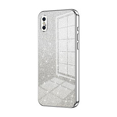 For iPhone X / XS Gradient Glitter Powder Electroplated Phone Case(Silver)