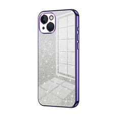 For iPhone 13 Gradient Glitter Powder Electroplated Phone Case(Purple)