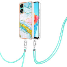 For OPPO A78 4G Electroplating Marble Dual-side IMD Phone Case with Lanyard(Green 004)