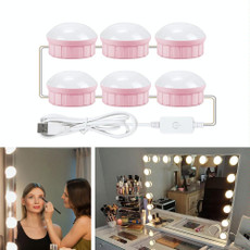 6 LEDs Mirror Front Light Dimmable Makeup Mirror USB Touch Control Light(White Light)