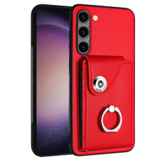 For Samsung Galaxy S23+ 5G Organ Card Bag Ring Holder PU Phone Case(Red) For Samsung Galaxy S23+ 5G Organ Card Bag Ring Holder PU Phone Case(Red)