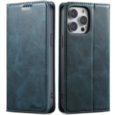 For iPhone 15 Pro Max Suteni J02 Oil Wax Wallet Leather Phone Case(Blue)