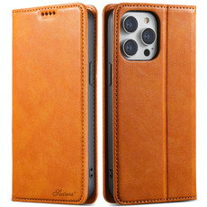 For iPhone 14 Pro Max Suteni J02 Oil Wax Wallet Leather Phone Case(Khaki)