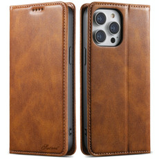 For iPhone 15 Pro Max Suteni J02 Oil Wax Wallet Leather Phone Case(Brown)